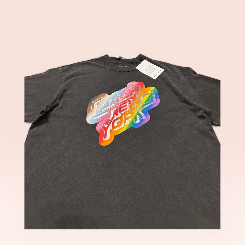 Coach Oversized Washed Black Rainbow Tee 22 ptp - Picture 4 of 8